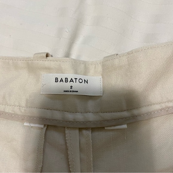 Aritzia Babaton Sidiki Cream Linen Wide Leg High Rise Pant size 2 - Picture 11 of 16